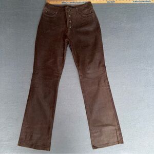 Leather Genuine Vintage Route 66 Button Fly Bootcut Pants Size 6 Biker Moto